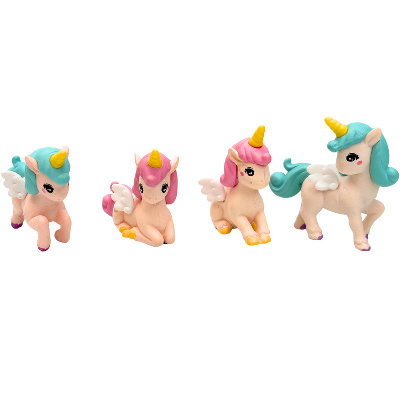 Wonderland Set of 4 Winged Unicorns for Fairy Garden Accessory|  Doll House Accessories, and DIY Crafts, Desk| Display Figures