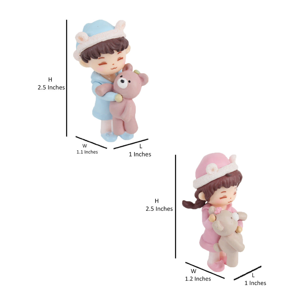 Wonderland Couple hugging teddy Miniatures | 1 Couple = 2Pc | Height 2.5 Inches | Miniature toys , cake toppers , small figuine, Valentine couple, gift, home decor, garden decor