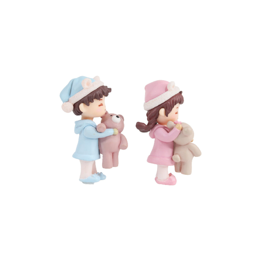 Wonderland Couple hugging teddy Miniatures | 1 Couple = 2Pc | Height 2.5 Inches | Miniature toys , cake toppers , small figuine, Valentine couple, gift, home decor, garden decor