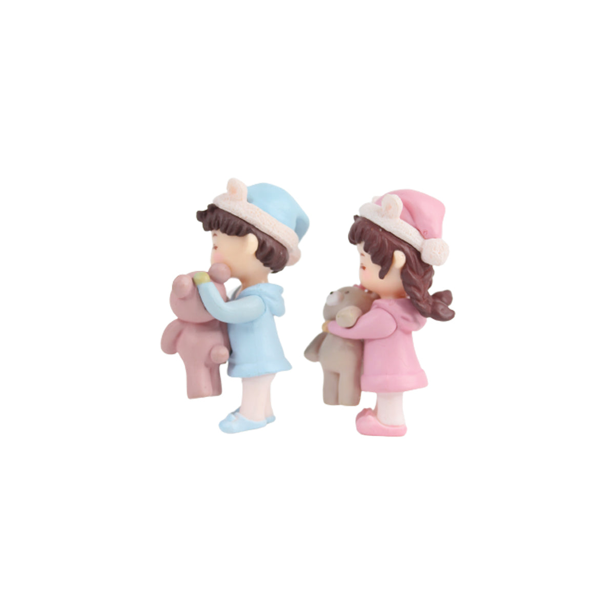 Wonderland Couple hugging teddy Miniatures | 1 Couple = 2Pc | Height 2.5 Inches | Miniature toys , cake toppers , small figuine, Valentine couple, gift, home decor, garden decor