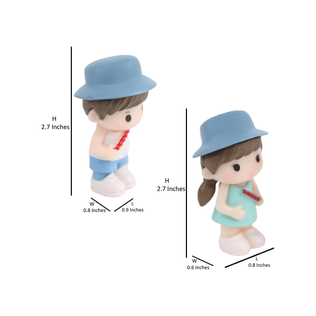 Hat couple-1 (Blue hat)( Miniature toys , cake toppers , small figuine, Valentine couple)