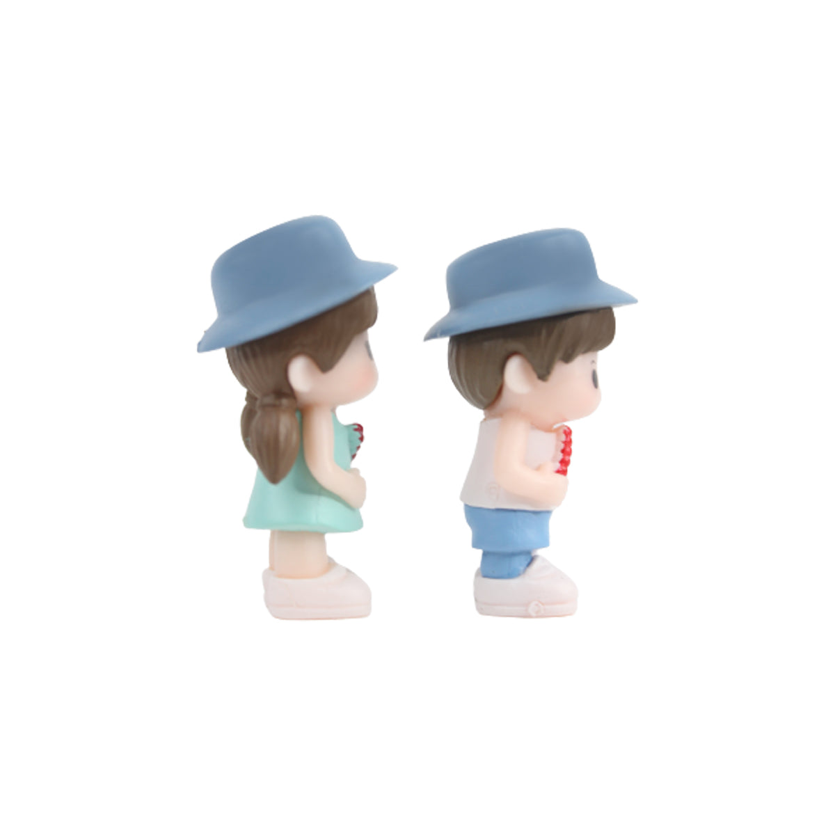Hat couple-1 (Blue hat)( Miniature toys , cake toppers , small figuine, Valentine couple)