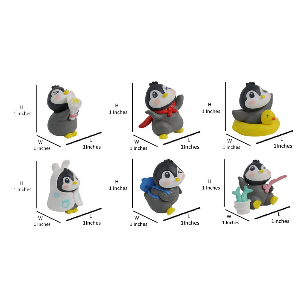 Cute Pengiun (set of 6)( Miniature toys , cake toppers , small figuine, Valentine couple)