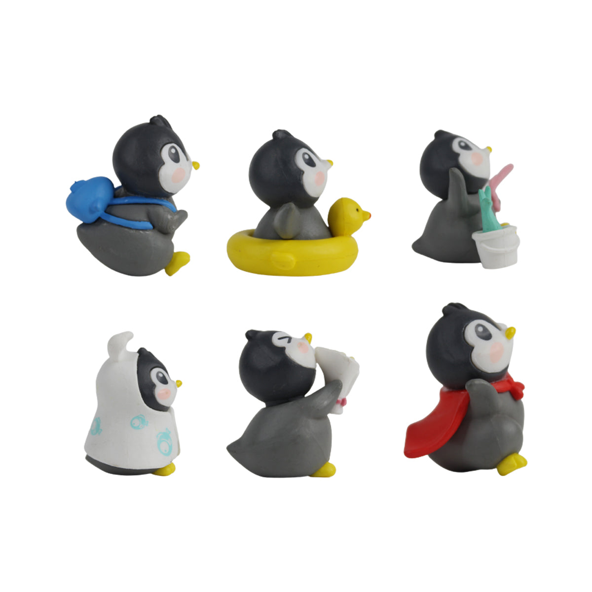 Cute Pengiun (set of 6)( Miniature toys , cake toppers , small figuine, Valentine couple)