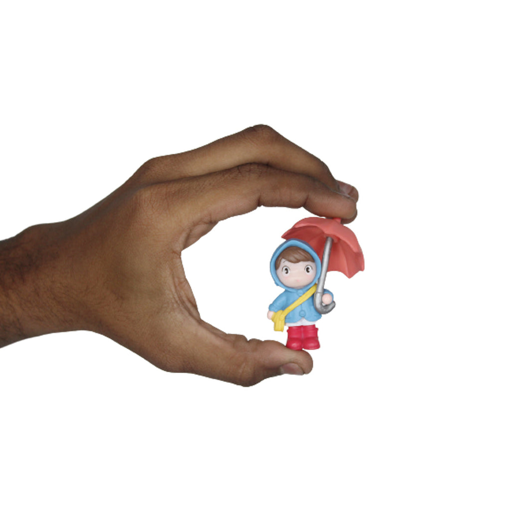 Open umbrella Holding couple-1 ( Miniature toys , cake toppers , small figuine, Valentine couple)
