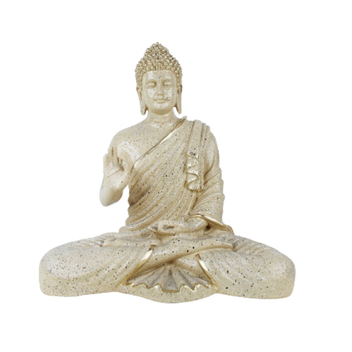 14 inches Buddha Statue for Home Decoration (Marble Beige)