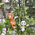 Hanging Garden Statue Set – Panda on Swing & Hanging Monkey Figurines