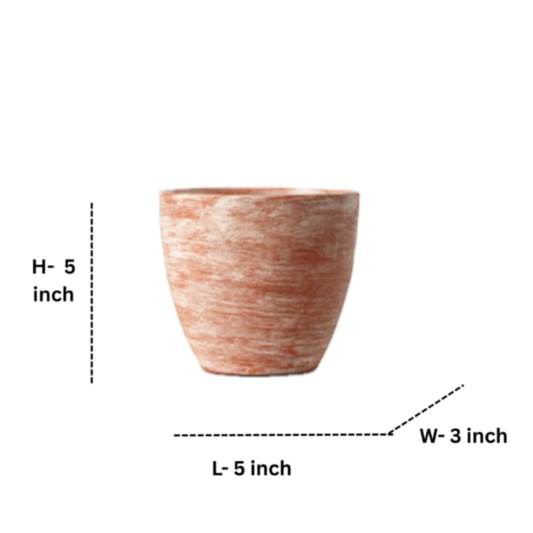 Hand-Finished Distressed Terracotta Planter – 5-Inch Rustic Weathered Clay Pot for Succulents, Herbs, and Indoor Plants