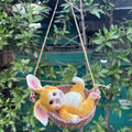 Enchanted Blossom Bunny Swing - Adorable Creature Garden Décor