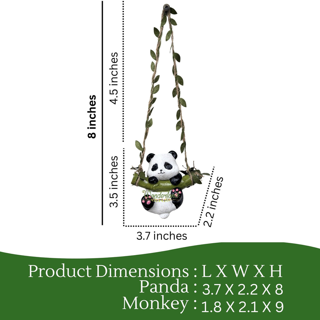 Adorable Hanging Panda on Bamboo Swing Figurine