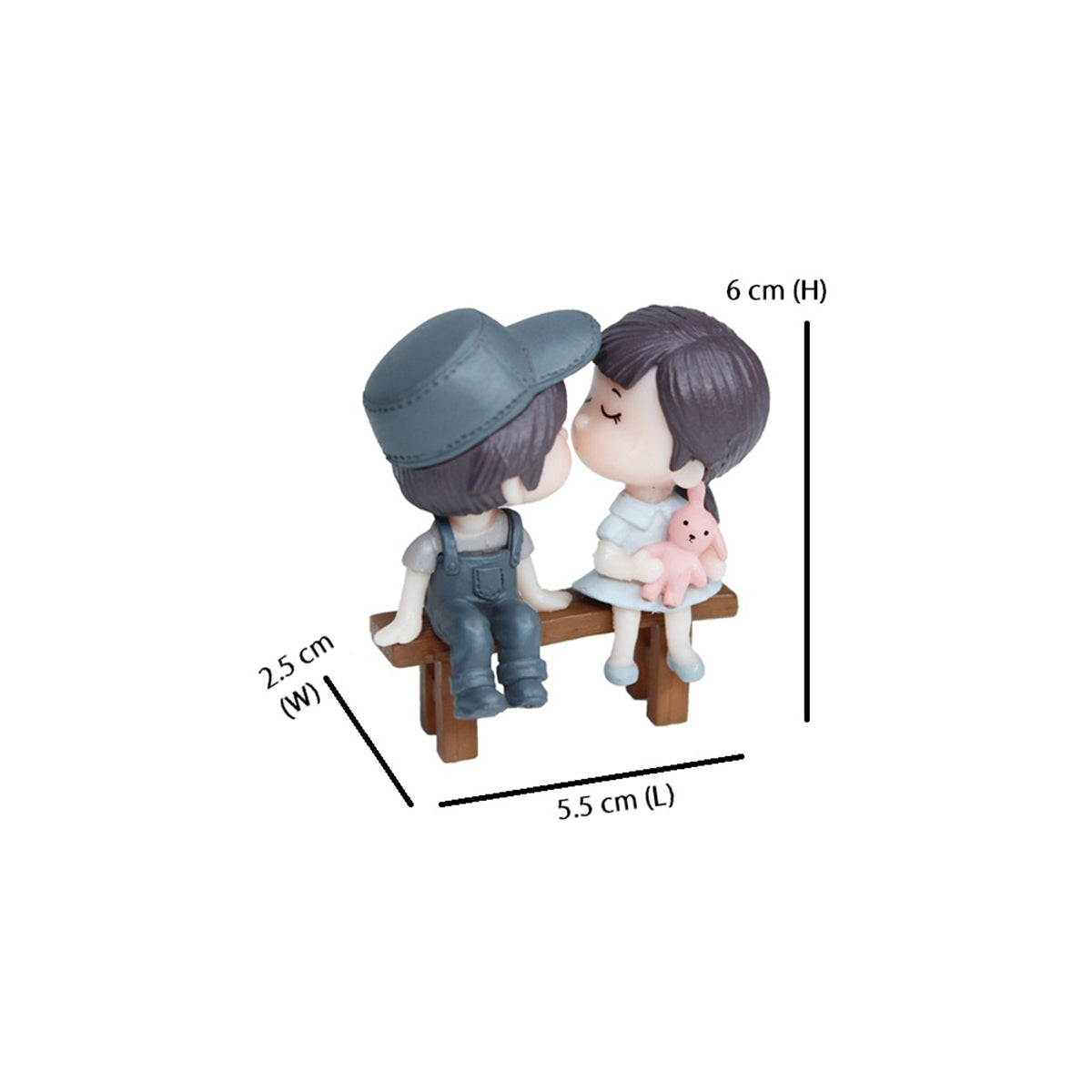 Couple Miniature Toys - Set of 2 Girl and Boy on bench (Blue)|Fairy garden accessories| Figurine Doll House Accessories | Bonsai Tray Garden Decor-2.1x0.9x2.3 inch