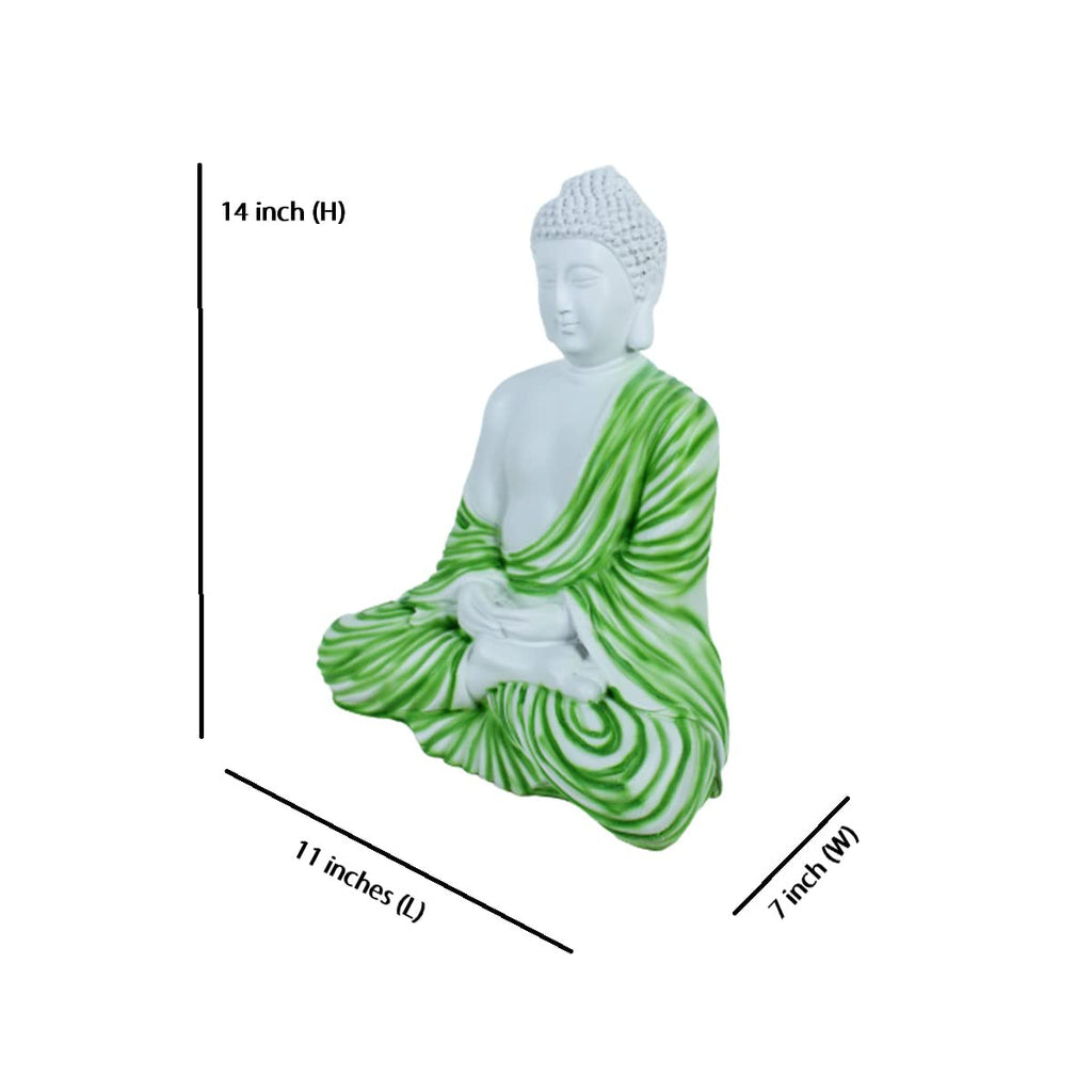 14 inch Buddha Statue for Home and Garden Decoration (Green)