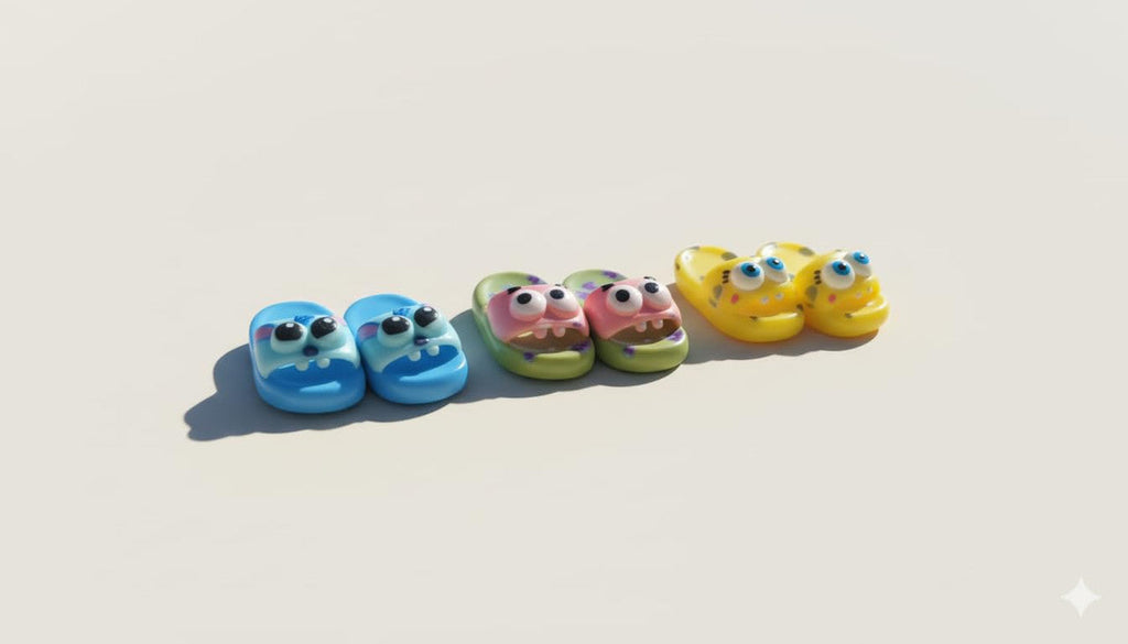 Set of 3) Pair Jigly Slippers