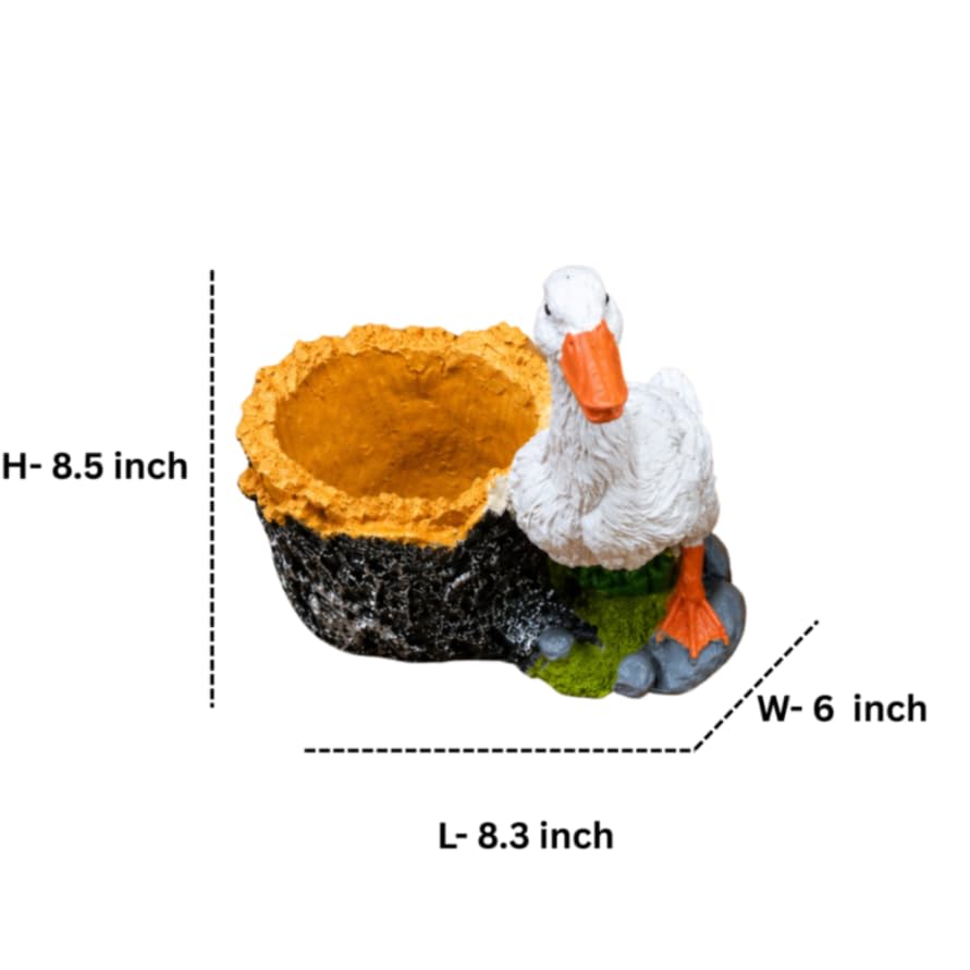 Pair of Duck Garden Planters – Set of 2 Resin  Flower Pots