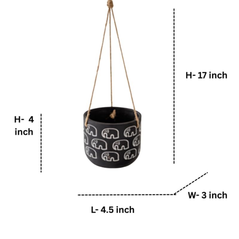Black Hanging Planter-Cute Plant Pot - For Indoor/Outdoor Decor, (Plant not included)