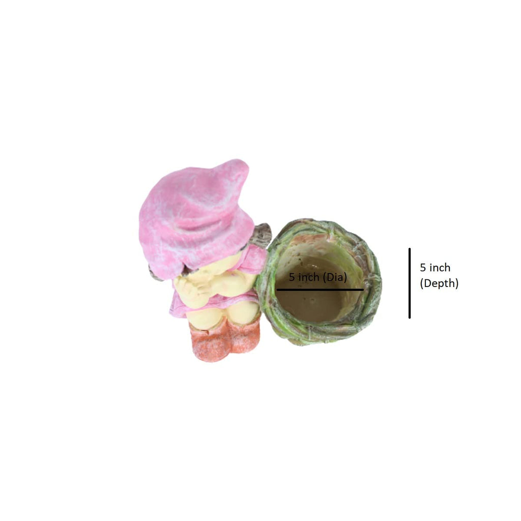 Girl with Pot for Indoor and Outdoor Decor (Pink)