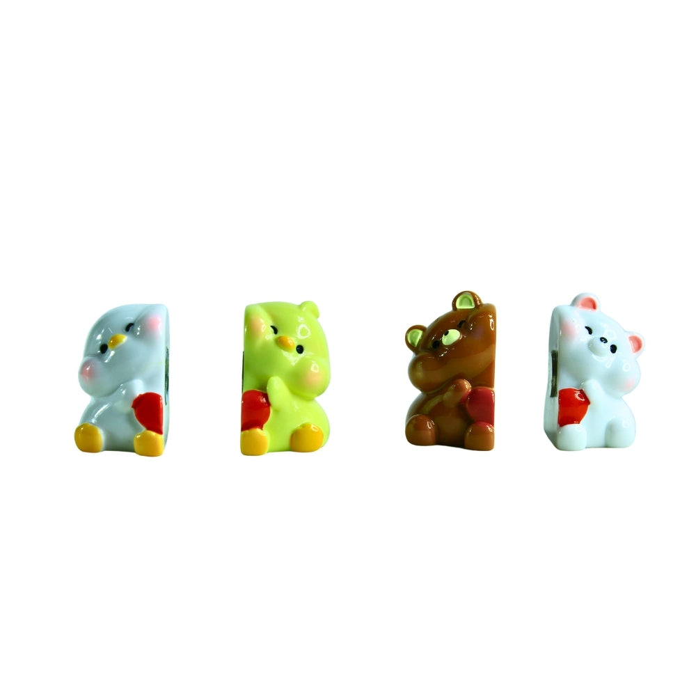 Wonderland (Set of 2 Mini Cute Chicks & Bears with Magnet Miniature Figurines Animals Model Fairy Garden Miniature Moss Landscape