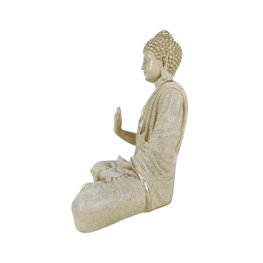14 inches Buddha Statue for Home Decoration (Marble Beige)