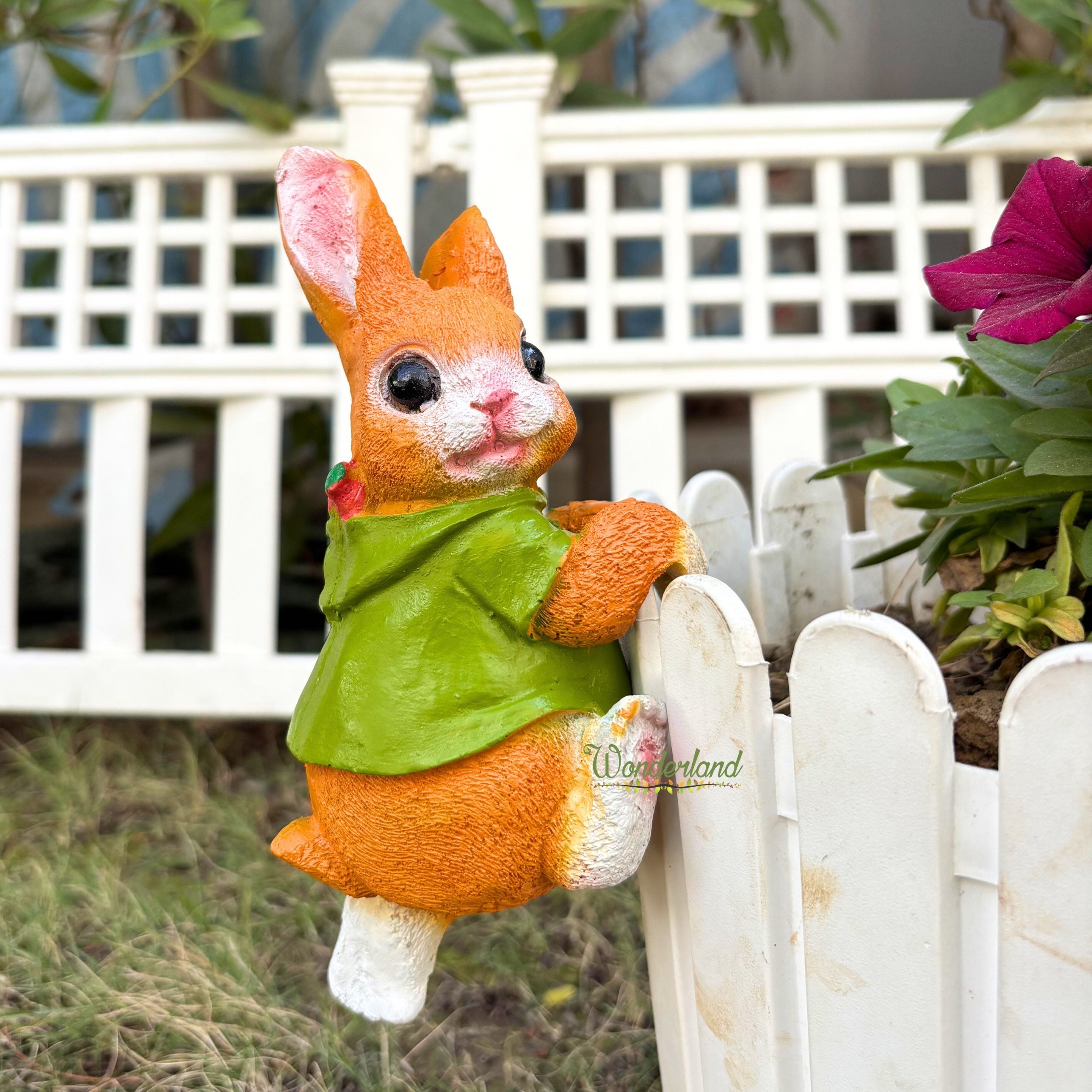 Climbing Bunny Garden Pot Hangers - Set of 2 Resin Rabbit Ornaments