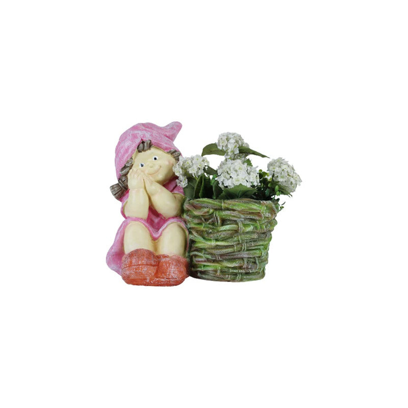 Girl with Pot for Indoor and Outdoor Decor (Pink)