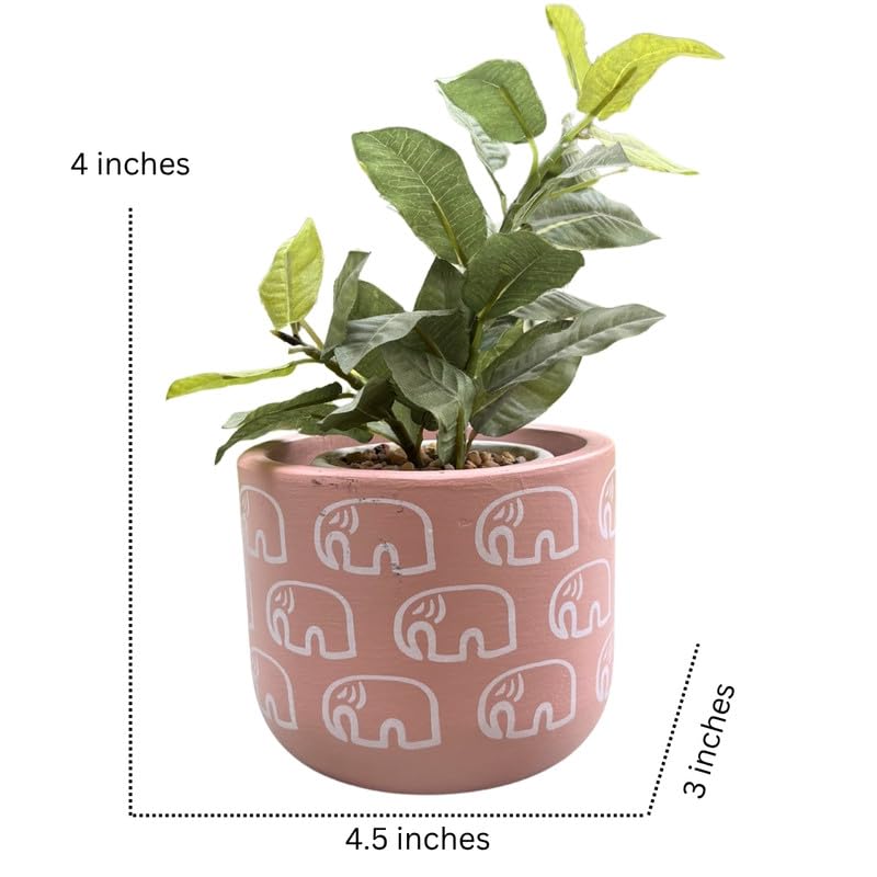 Terracotta Pot - Elephant Print - Cute Plant Pot - For Indoor/Outdoor Decor, For Plants, Flowers,