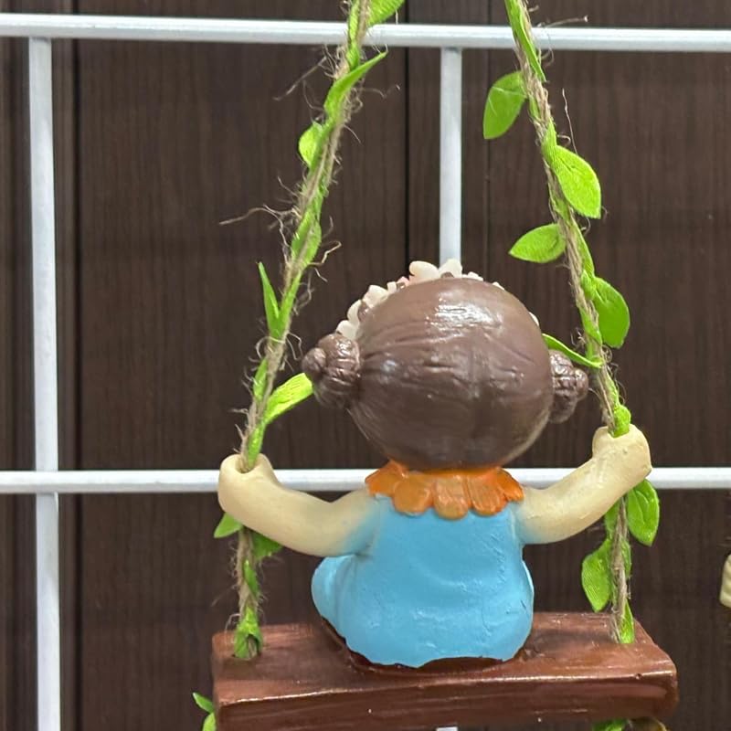 Garden Fairy Duo on Hanging Swings – Resin Figurine Blue & Yellow