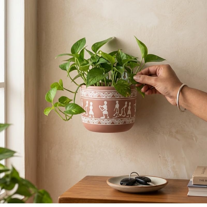 Red Terra Cotta Folk Art Wall Planter-Cute Plant Pot - For Indoor/Outdoor Decor, For Plants, Flowers, And Herbs( Plant not included)