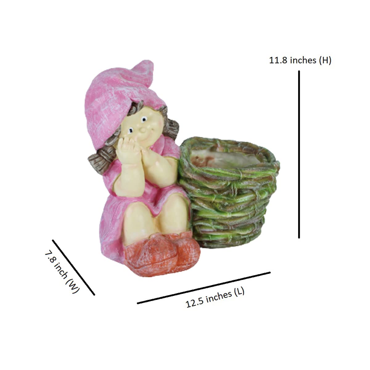 Girl with Pot for Indoor and Outdoor Decor (Pink)