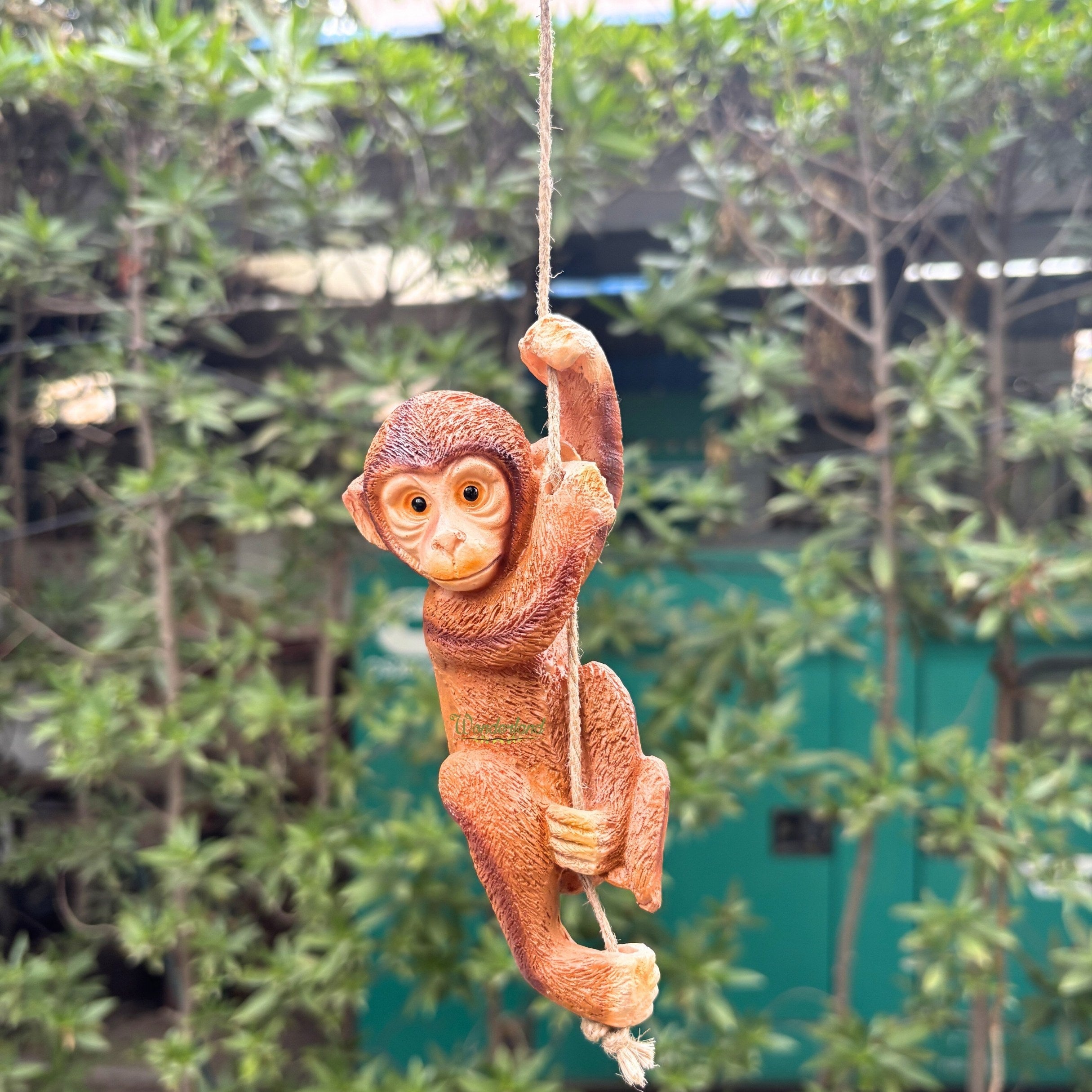 Hanging Garden Statue Set – Panda on Swing & Hanging Monkey Figurines