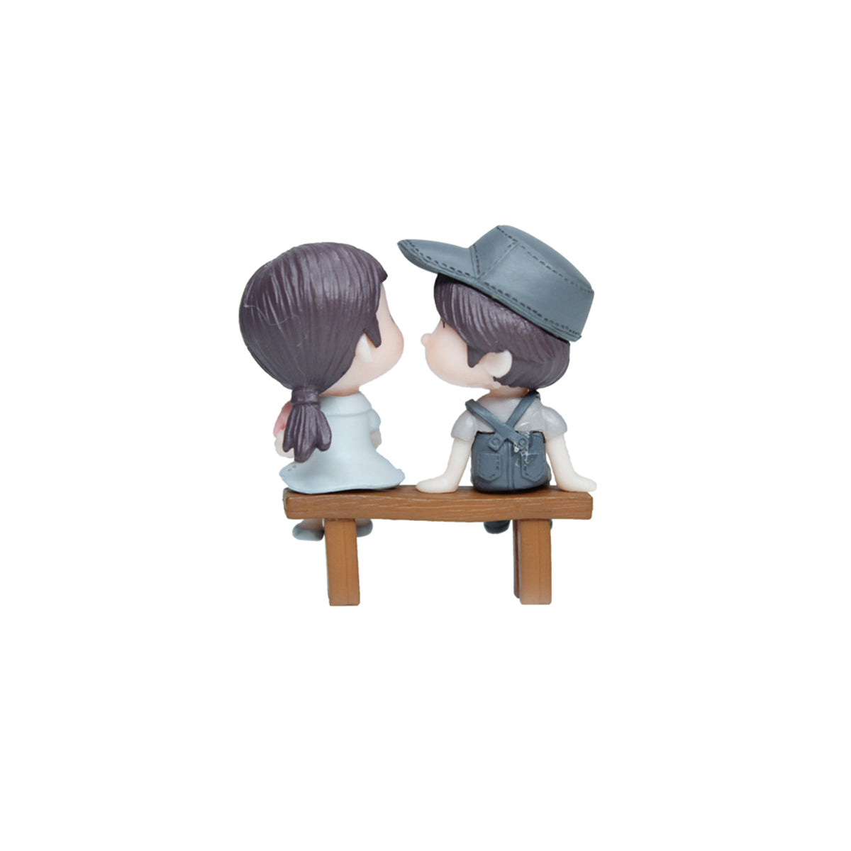 Couple Miniature Toys - Set of 2 Girl and Boy on bench (Blue)|Fairy garden accessories| Figurine Doll House Accessories | Bonsai Tray Garden Decor-2.1x0.9x2.3 inch