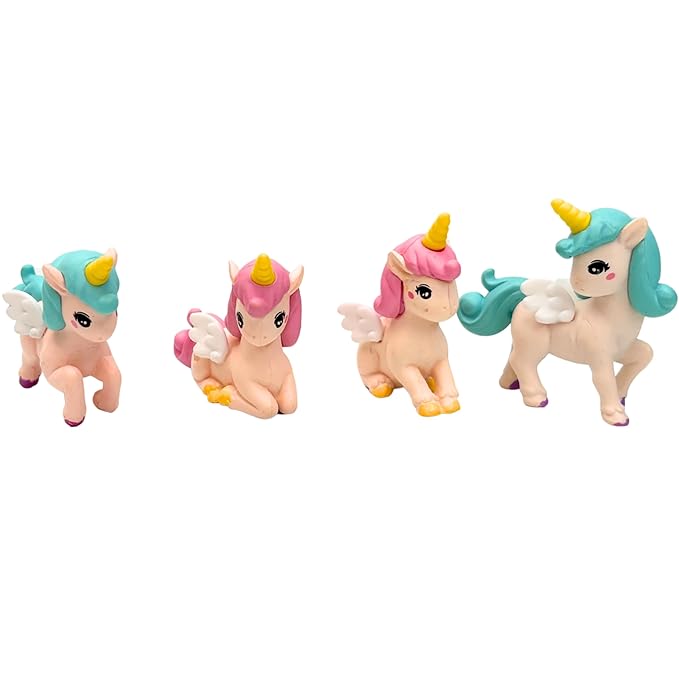 Wonderland Set of 4 Winged Unicorns for Fairy Garden Accessory|  Doll House Accessories, and DIY Crafts, Desk| Display Figures