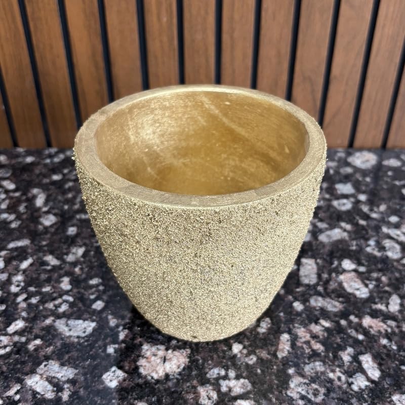 Terracotta Pot - Textured Gold Cone Planter - Modern Aesthetic Pot - For Indoor/Outdoor Decor, For Plants, Flowers, And Herbs Gold