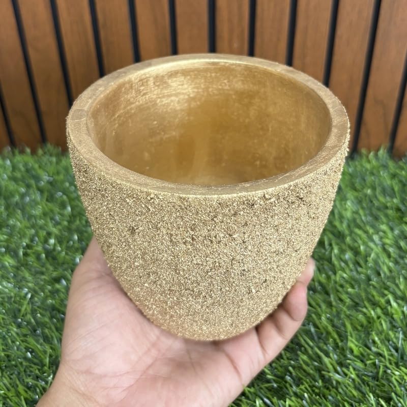 Terracotta Pot - Textured Gold Cone Planter - Modern Aesthetic Pot - For Indoor/Outdoor Decor, For Plants, Flowers, And Herbs Gold