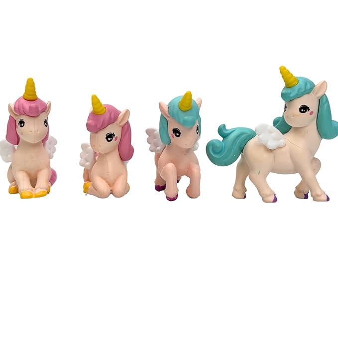 Wonderland Set of 4 Winged Unicorns for Fairy Garden Accessory|  Doll House Accessories, and DIY Crafts, Desk| Display Figures