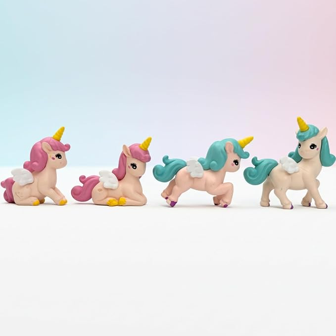Wonderland Set of 4 Winged Unicorns for Fairy Garden Accessory|  Doll House Accessories, and DIY Crafts, Desk| Display Figures