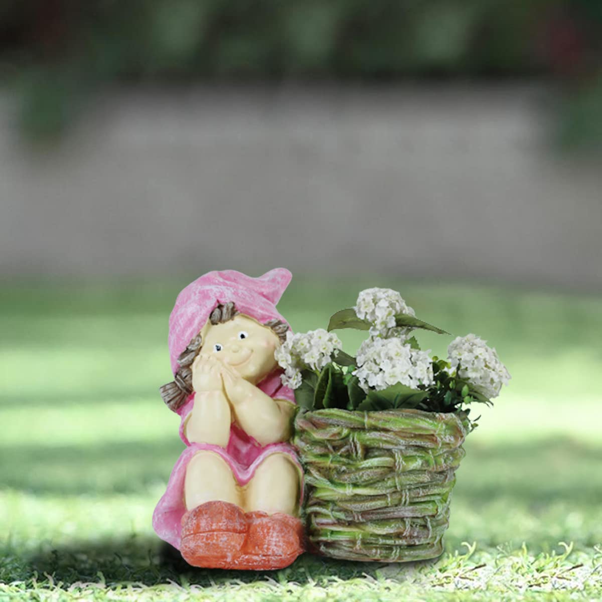 Girl with Pot for Indoor and Outdoor Decor (Pink)