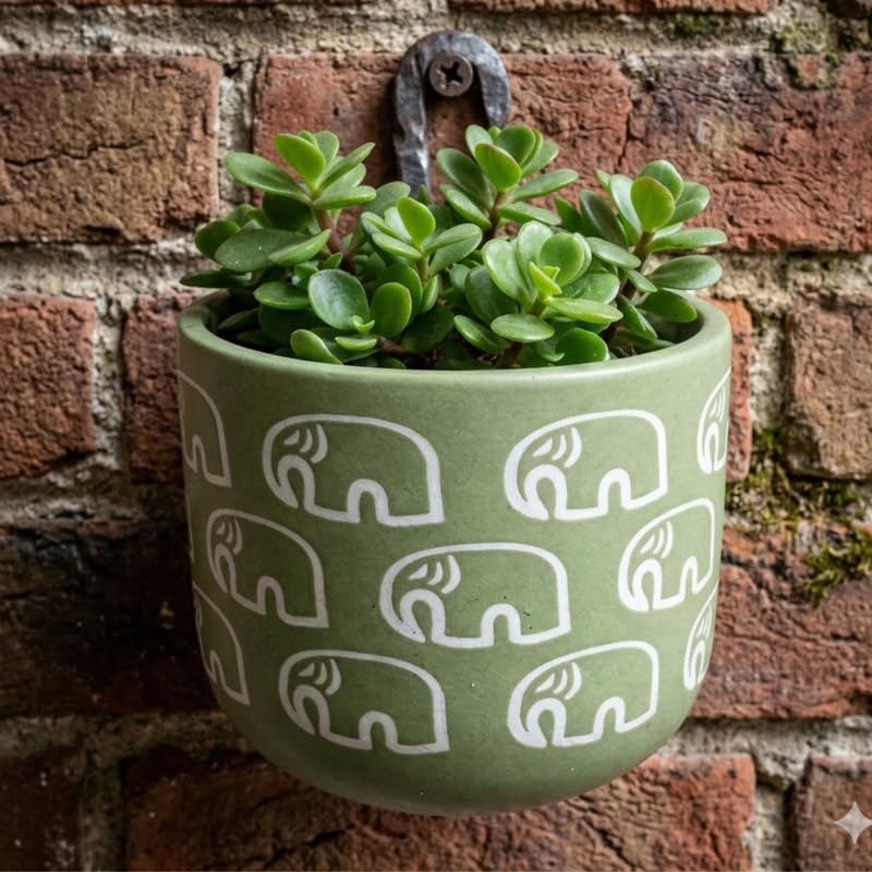 Elephant Parade Wall Planter (Sage Green)-For Indoor/Outdoor Decor, For Plants, Flowers, And Herbs(plant not imcluded)