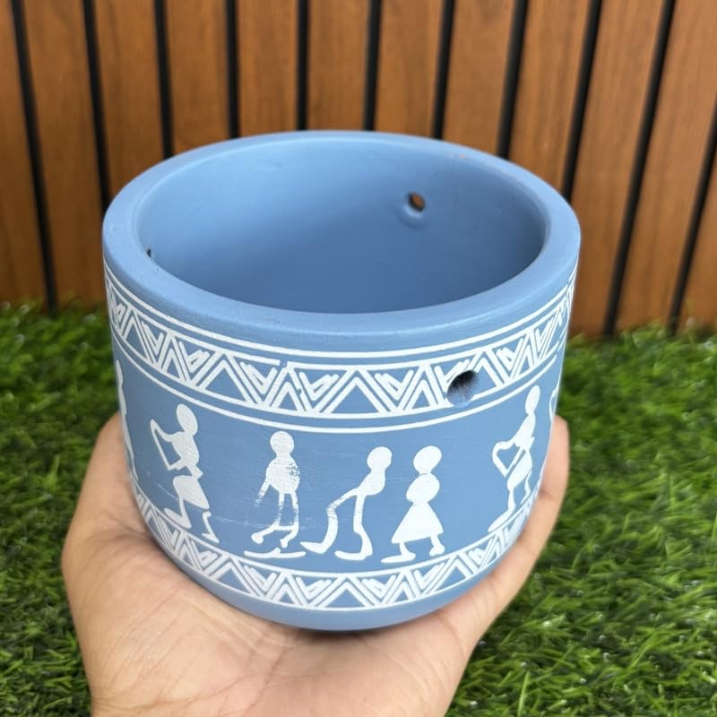 Blue Hanging Planter-Cute Plant Pot - For Indoor/Outdoor Decor, For Plants, Flowers, And Herbs White