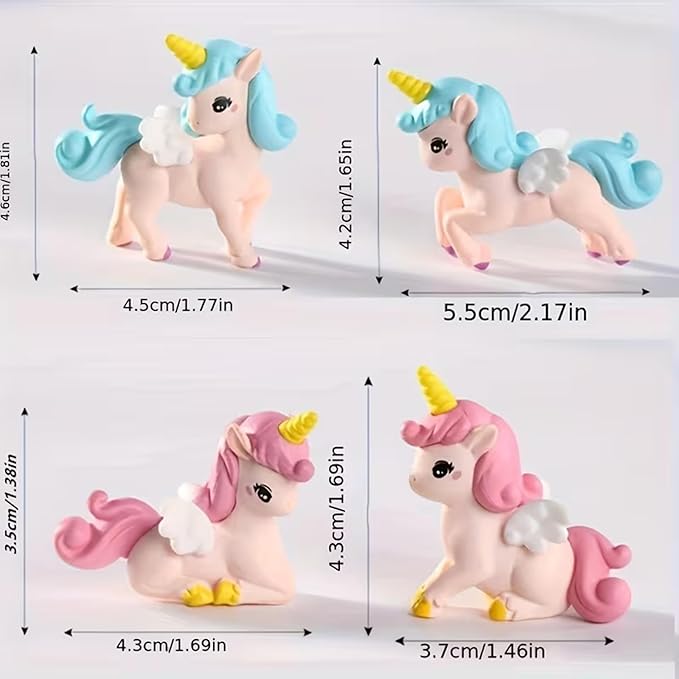 Wonderland Set of 4 Winged Unicorns for Fairy Garden Accessory|  Doll House Accessories, and DIY Crafts, Desk| Display Figures