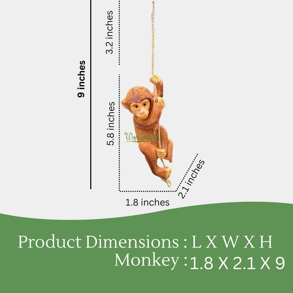Adorable Hanging Monkey Garden Statue – Weather-Resistant Resin Figurine with Jute Rope
