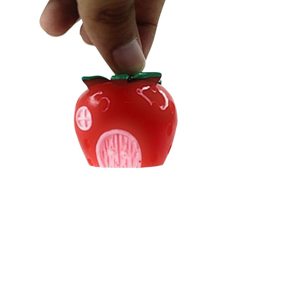 Wonderland Strawberry Fairy House Miniature| Indoor/Outdoor decoration | Fairy Gardens, Dollhouses, Desk Accessory | Resin mini fake fruit toy figurine