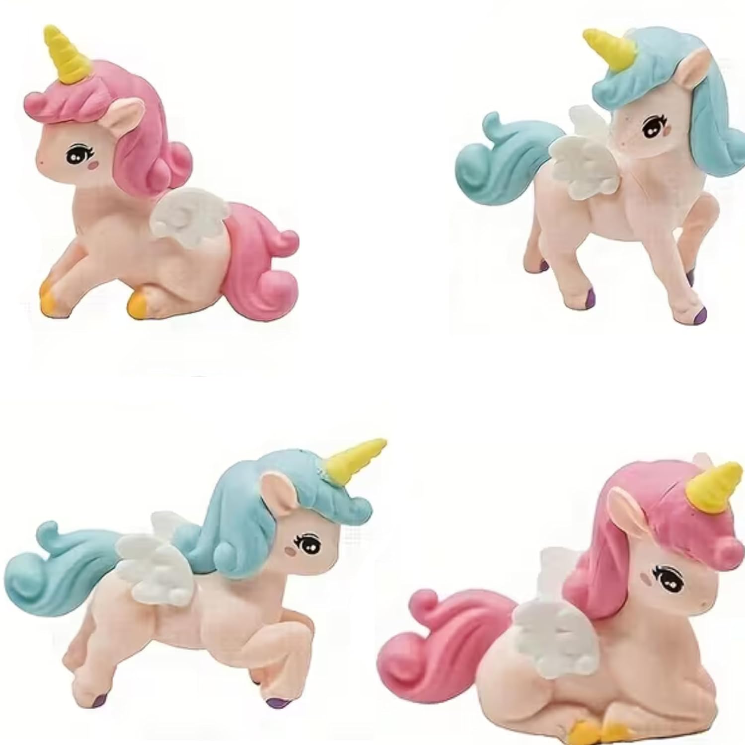 Wonderland Set of 4 Winged Unicorns for Fairy Garden Accessory|  Doll House Accessories, and DIY Crafts, Desk| Display Figures