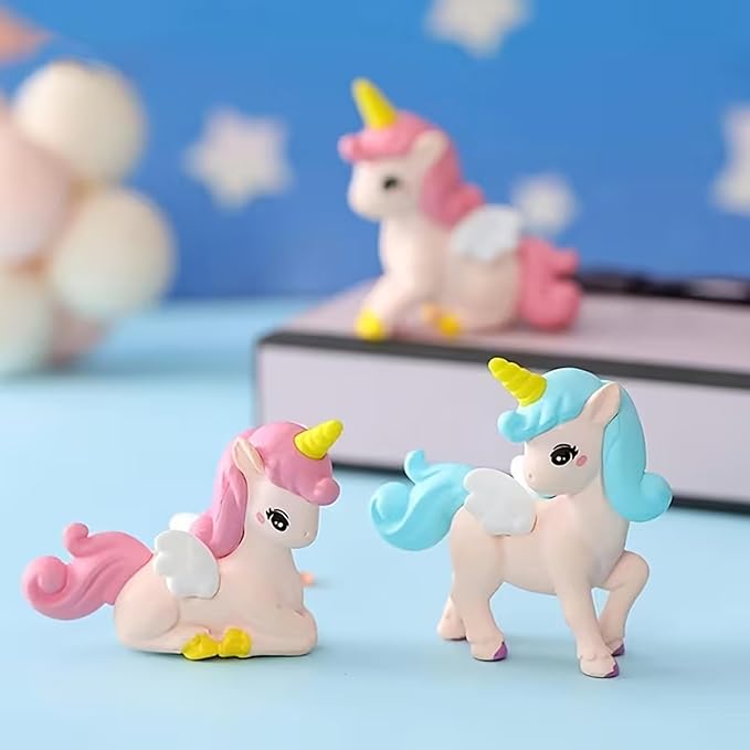 Wonderland Set of 4 Winged Unicorns for Fairy Garden Accessory|  Doll House Accessories, and DIY Crafts, Desk| Display Figures