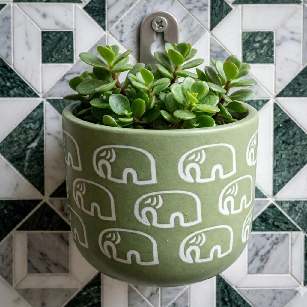 Elephant Parade Wall Planter (Sage Green)-For Indoor/Outdoor Decor, For Plants, Flowers, And Herbs(plant not imcluded)