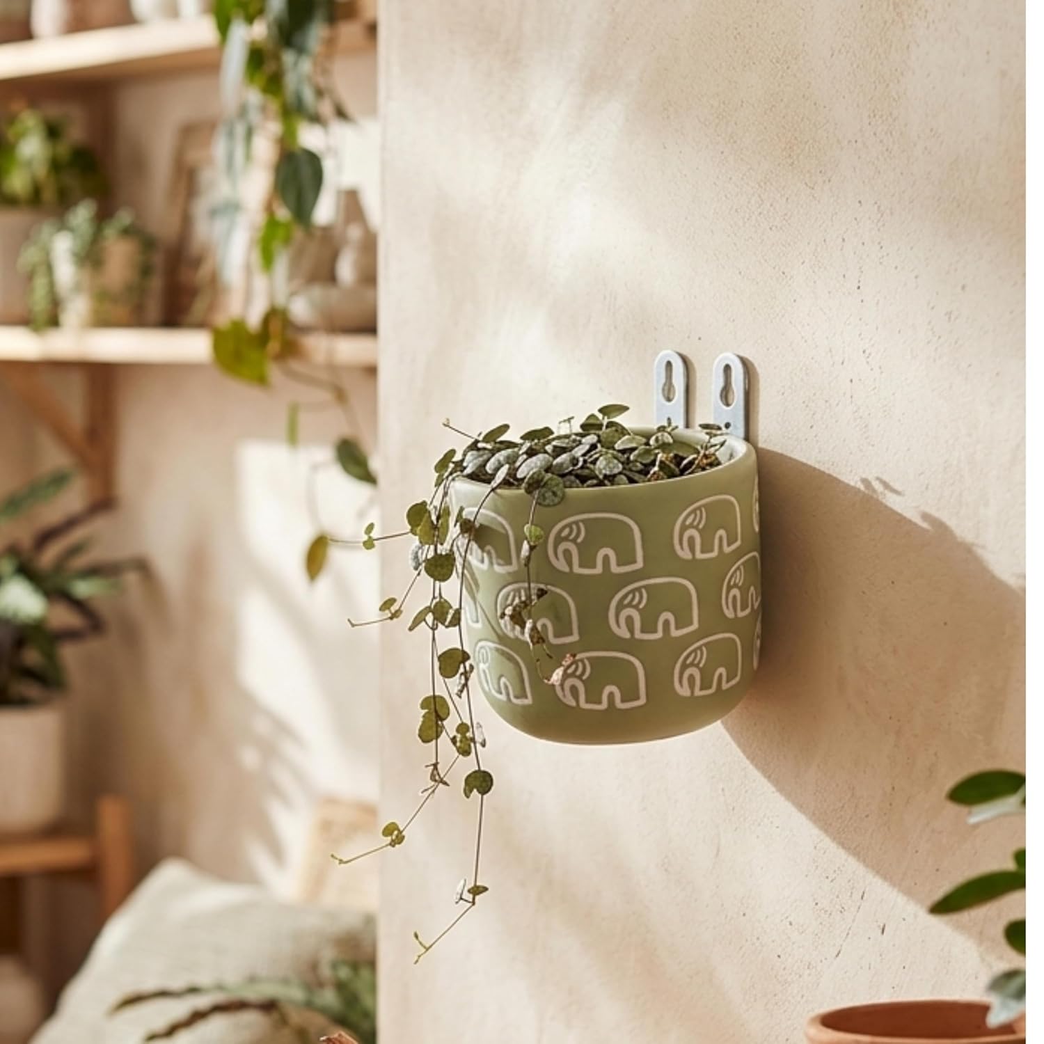 Elephant Parade Wall Planter (Sage Green)-For Indoor/Outdoor Decor, For Plants, Flowers, And Herbs(plant not imcluded)
