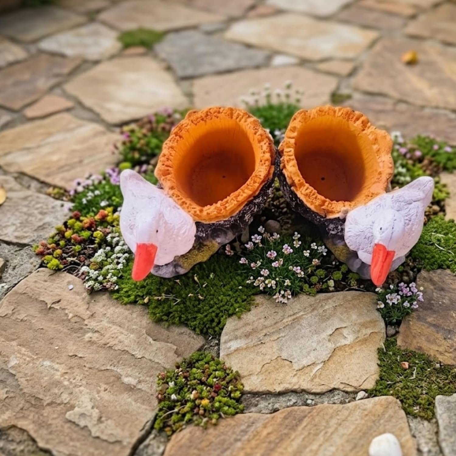 Pair of Duck Garden Planters – Set of 2 Resin  Flower Pots