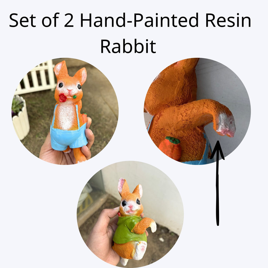 Climbing Bunny Garden Pot Hangers - Set of 2 Resin Rabbit Ornaments