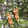 Set of 2 Light Brown Realistic Hanging Monkey Sculpture