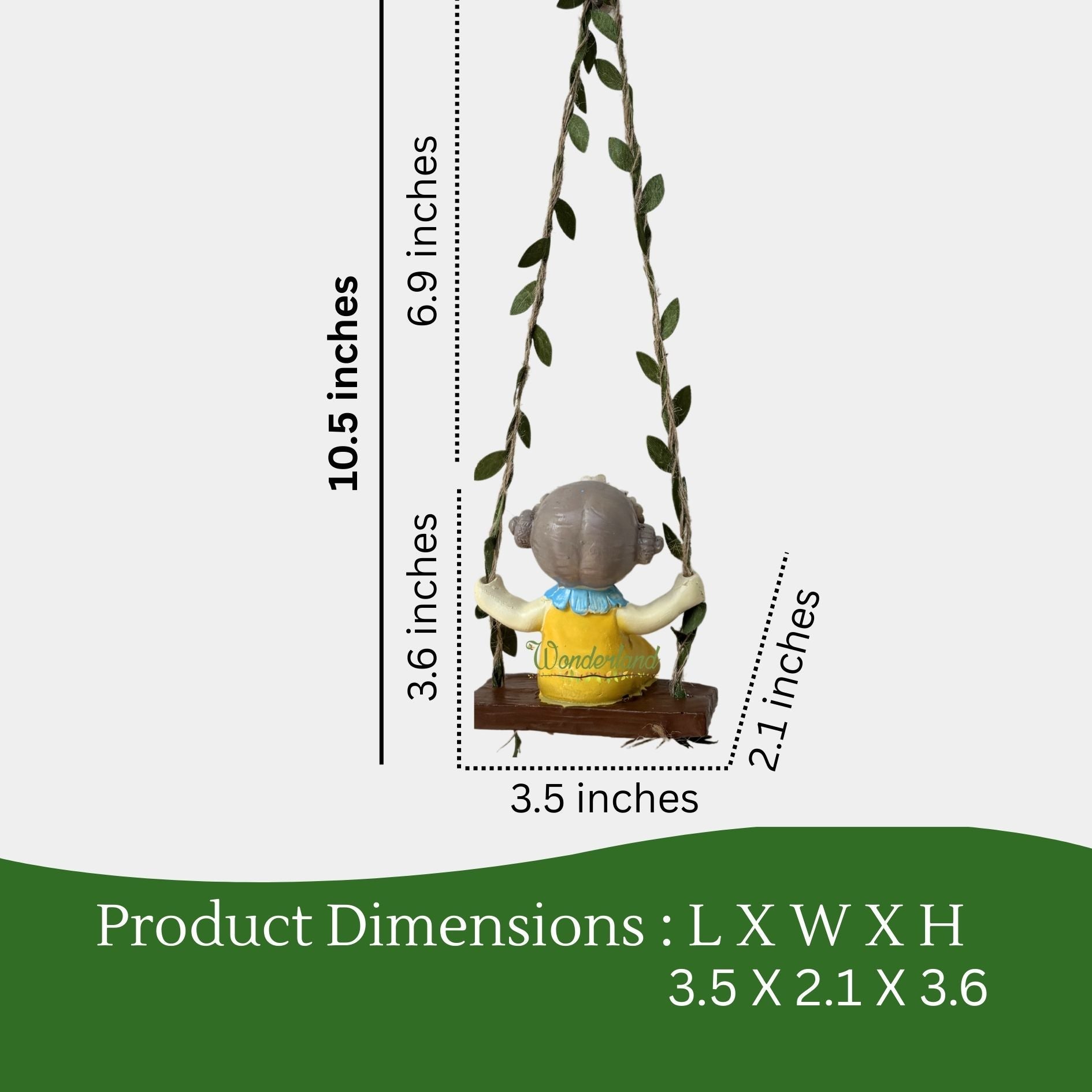 Set of 2 Hanging Garden Fairy Statues – Whimsical Girl on Swing Yellow
