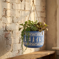 Blue Hanging Planter-Cute Plant Pot - For Indoor/Outdoor Decor, For Plants, Flowers, And Herbs White